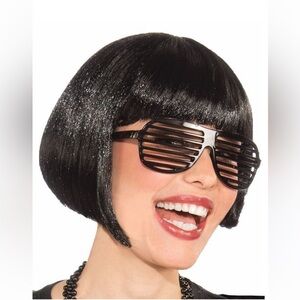 NWT Slotted Glasses Black Fun Fashion Party Celebration Halloween Costume